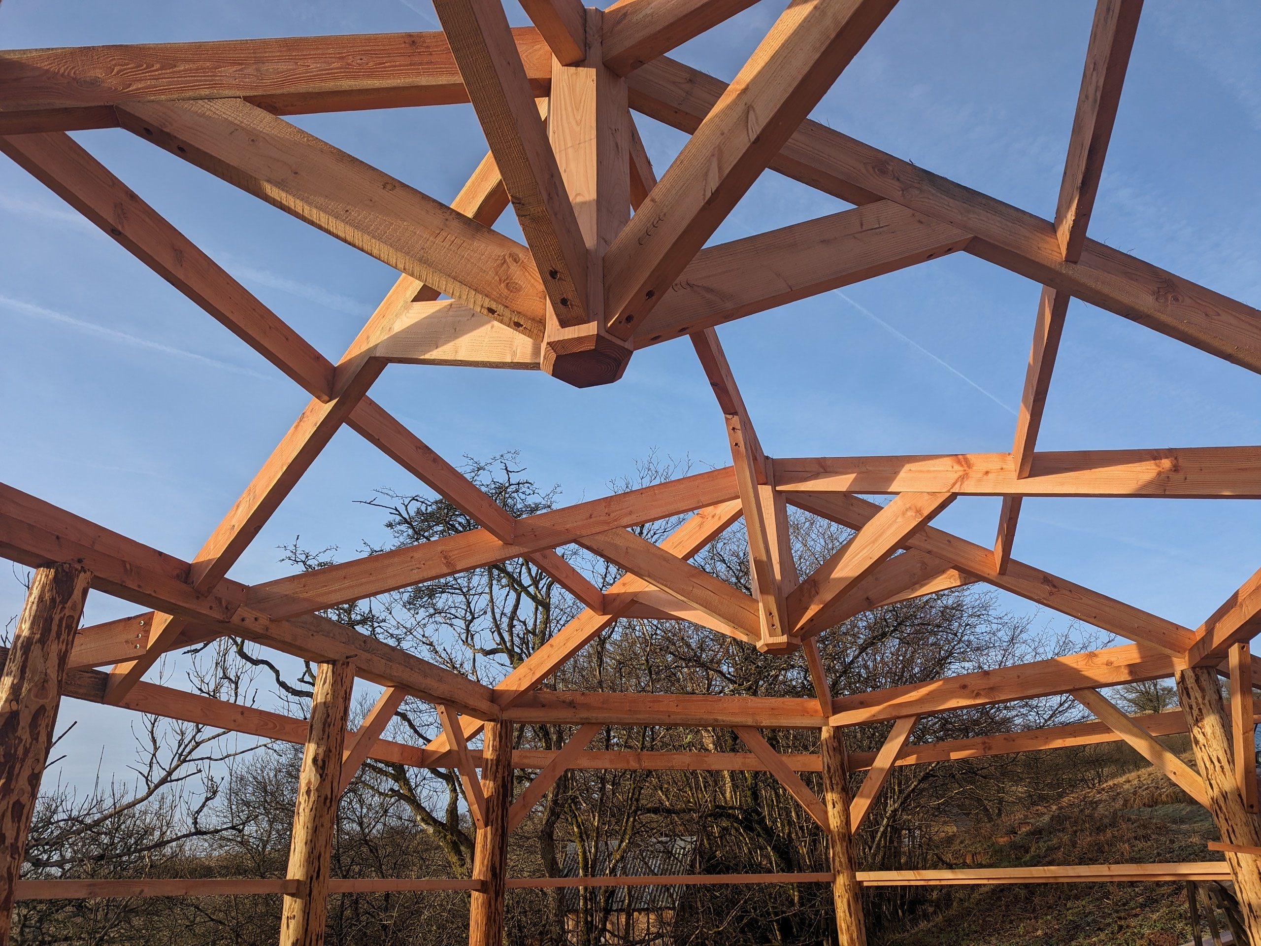 Timber frame barn conversion with exposed beams